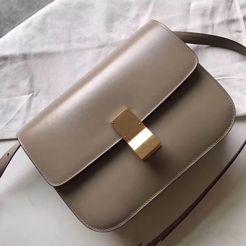 New Tofu Bag cow Leather Hand Rub Mini Small Square Single Shoulder Oblique Span Empty Sister Bag - Color: 20cm gray