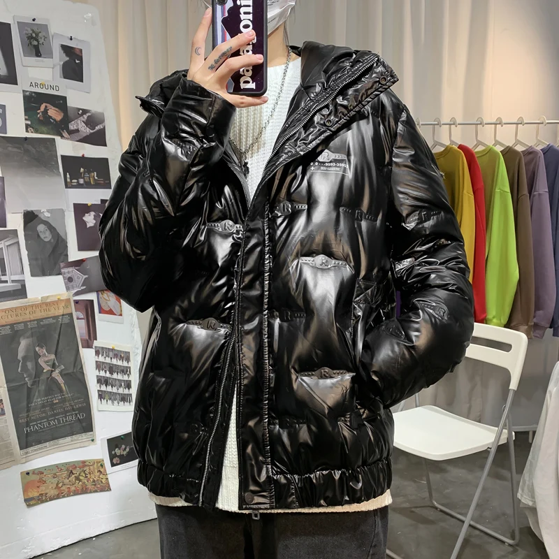 Skup Zimowe ocieplane kurtki męskie grube ciepłe białe płaszcz z kaczego puchu męskie odzież z kapturem nieformalne okrycie wierzchnie Parka mężczyźni