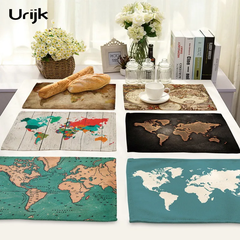 42*32cm Household World Map Printed Table Napkins for Wedding Party Cloth Polyester Dinner Napkin Home Textile | Дом и сад