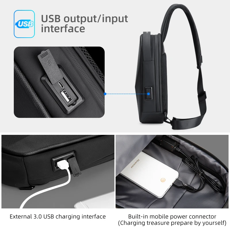 Men Shoulder Bags USB Charging Messenger Bags Anti-theft Male Waterproof Sling Chest Bag School Short Trip Cross Body Bags 2021