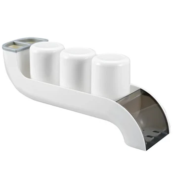 

Botique-Plastic Toothbrush Holder Inverted Cup Wall Mount Bathroom Storage Rack Organizer Creative Bathroom Accessories Set