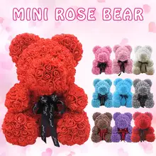 Подарок на день Святого Валентина, 25 см, красная роза, плюшевый мишка, мыло, пена, искусственный цветок, медведь, украшение на день матери, женский подарок на день Святого Валентина