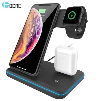 15W Veloce Qi Senza Fili Del Caricatore Del Basamento Per il iPhone 11 XS XR X 8 Samsung S10 S9 3 in 1 dock di ricarica per Apple Orologio 5 4 3 Airpods Pro