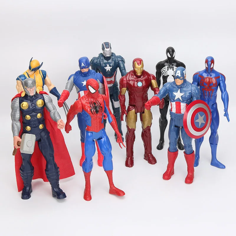1" 30 см Marvel Мстители черный костюм Человек-паук фигурка игрушка Человек-паук Коллекционная модель игрушки Железный человек Тор