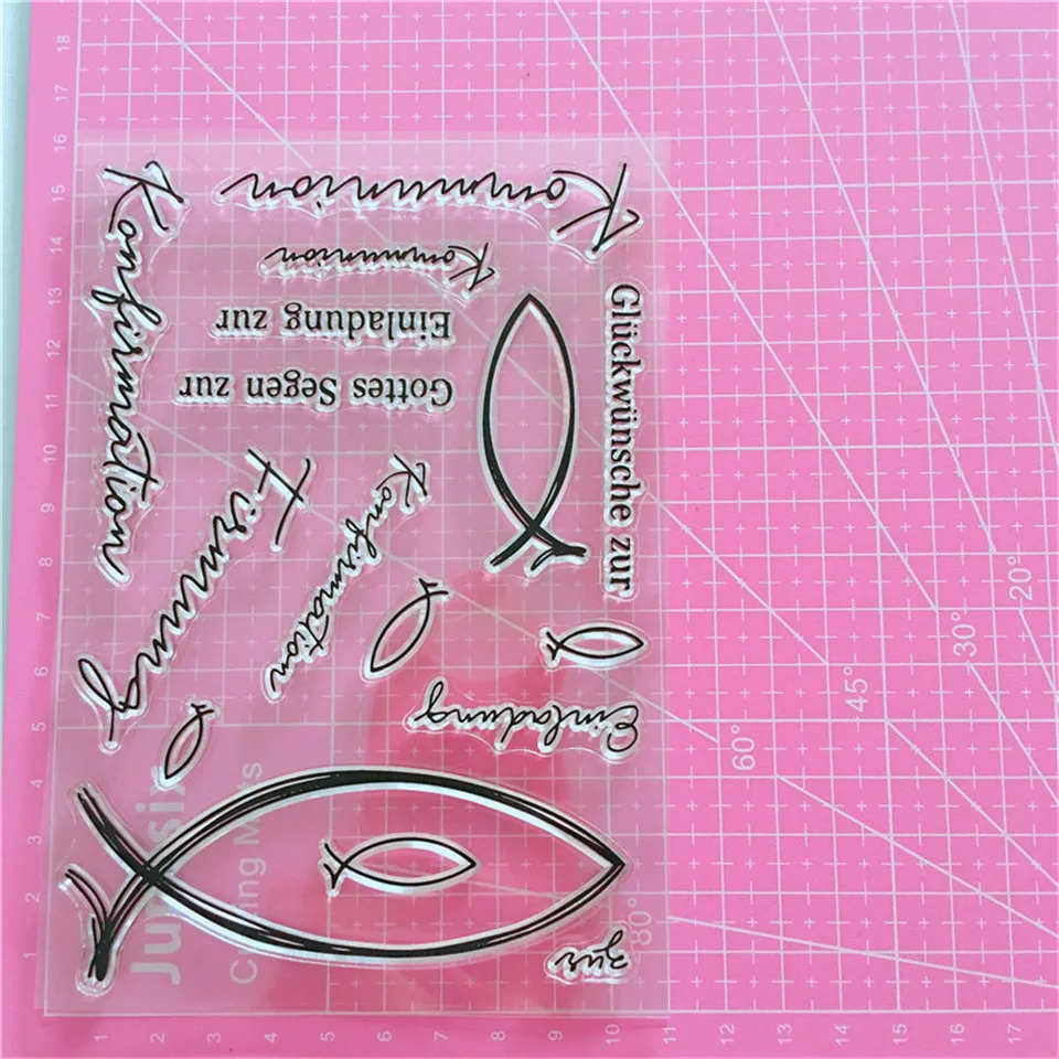 Прозрачный силиконовый штамп с немецкими пожеланиями для скрапбукинга