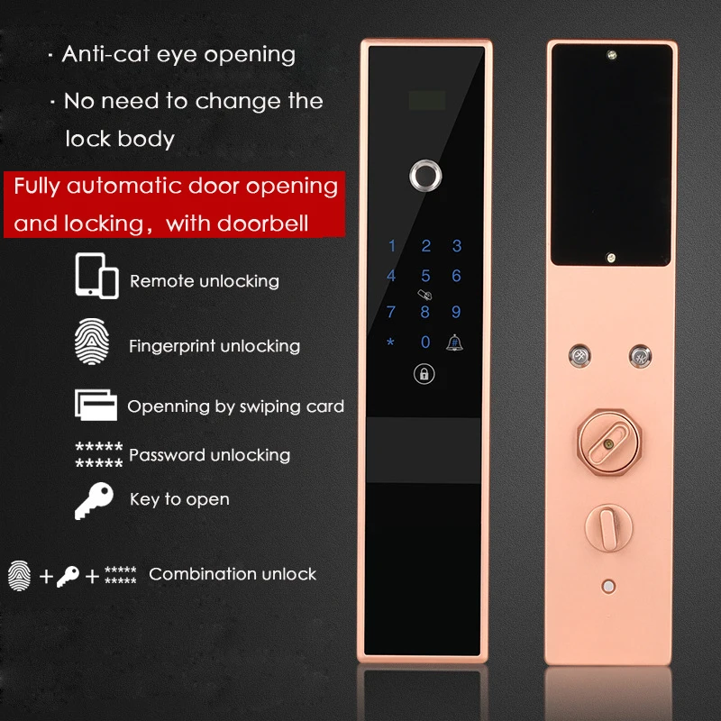 Электронный Bluetooth отпечаток пальца код замка двери, карта, ключ сенсорный экран цифровой пароль замок wifi смарт-замок приложение