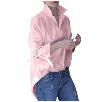 

Women shirt Casual tops Long Sleeve Fashion Lapel Shirt 2020 fashion Plain Print Blouse Plus size Top shirt tops blouses woman