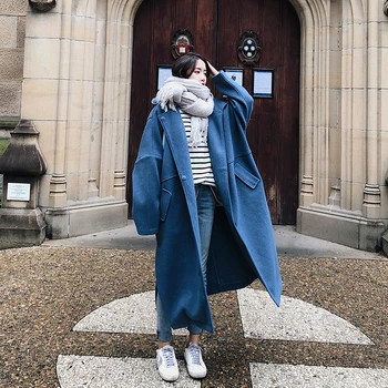 

Oversize Woolen Jacket 2020 Winter New Women's Hooded Double-sided Woolen Loose Quality Casual Woolen Coat Women's Jacket