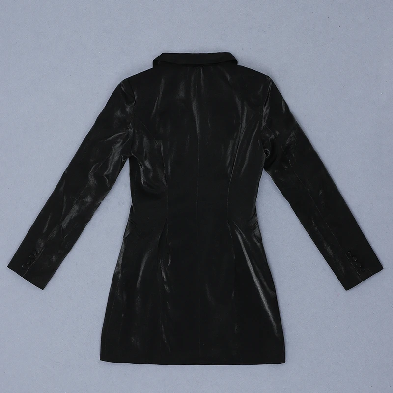 INDRESSME осеннее Новое модное женское сексуальное мини-платье с v-образным вырезом и длинным рукавом на пуговицах, блейзер-накидка, офисные женские вечерние платья для клуба
