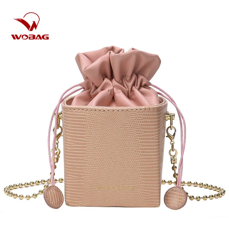 

WOBAG 2019 Fashion Mini Drawstring Bucket Women Purses Bags Small Flap Ladies Handbags Girls Box Shape Crossbody Bags Hot Sale