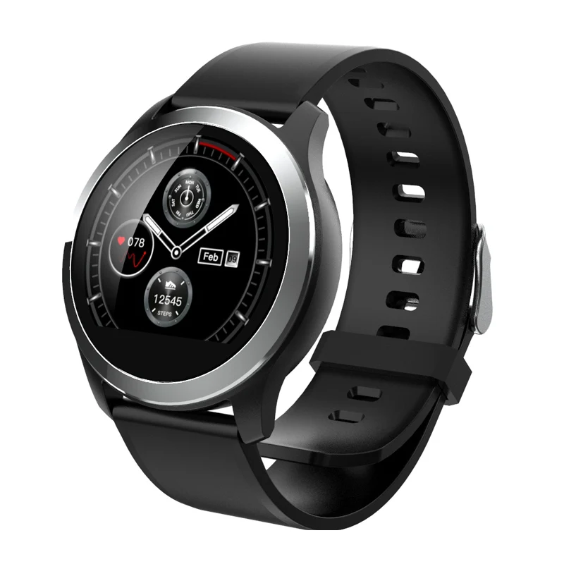 black silicone LEMADO 1,22 дюймов ips экран ЭКГ PPG Смарт-часы IP68 сообщение Push кровяное давление Таймер шагомер 180 мАч Smartwatch для мужчин и женщин - Цвет: black silicone