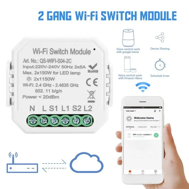 Tuya умный WiFi диммер модуль DIY модуль автоматизации для Alexa Google Assistant Защита окружающей среды и долговечность