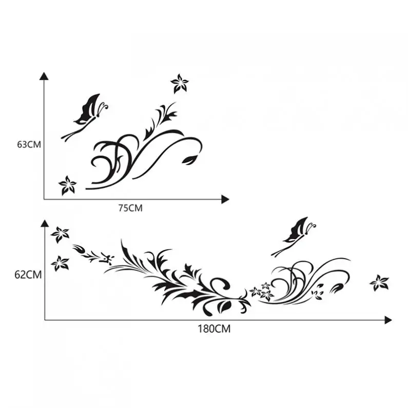 2 пара/лот Водонепроницаемый Универсальный Авто модификация натуральный цветок лоза наклейка Стрекоза виниловые наклейки для автомобиля