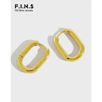 

F.I.N.S Minimalism Pure 925 Silver Earrings Small Hoop Earrings Gold Color Korean Fashion 925 Silver Female Fine Jewelry