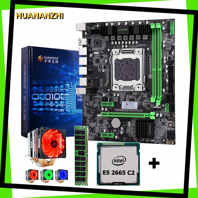 ^Cheap Discount motherboard bundle HUANANZHI M-ATX X79 LGA2011 motherboard with CPU Xeon E5 2665 C2 with cooler RAM 8G 1600 REG ECC
