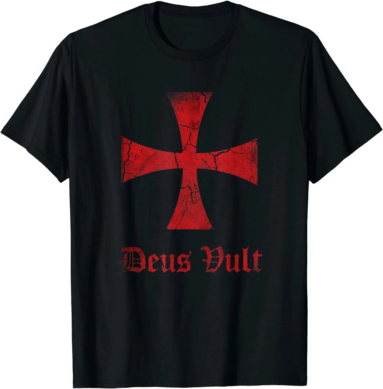 Футболка Deus Vult Crusader Knight Templar Состаренный крест с флагом. Летняя Хлопковая мужская