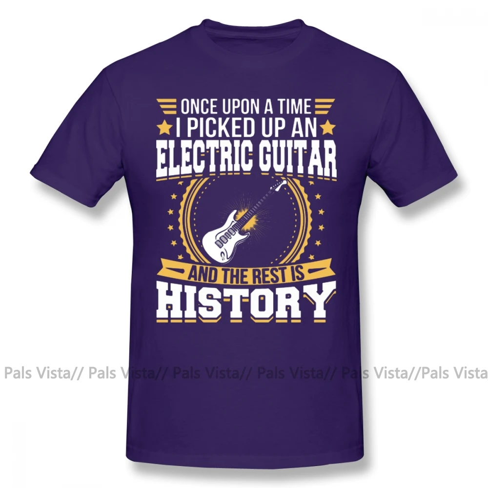 Футболка с электрогитарой, футболка с электрогитарой и надписью «остальные это история», милая Мужская футболка с коротким рукавом, футболка большого размера - Цвет: Фиолетовый