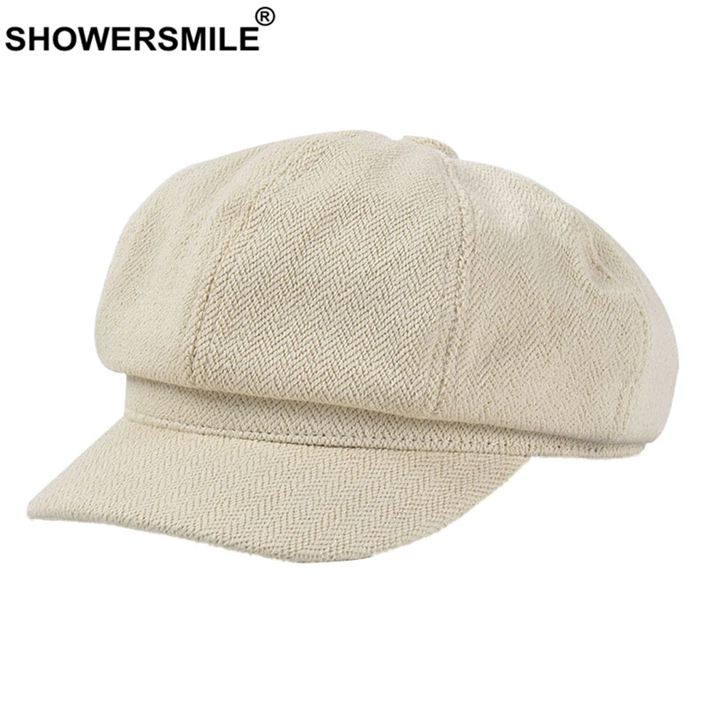 SHOWERSMILE Ретро кепка газетчика для женщин весенне Летняя женская восьмиугольная