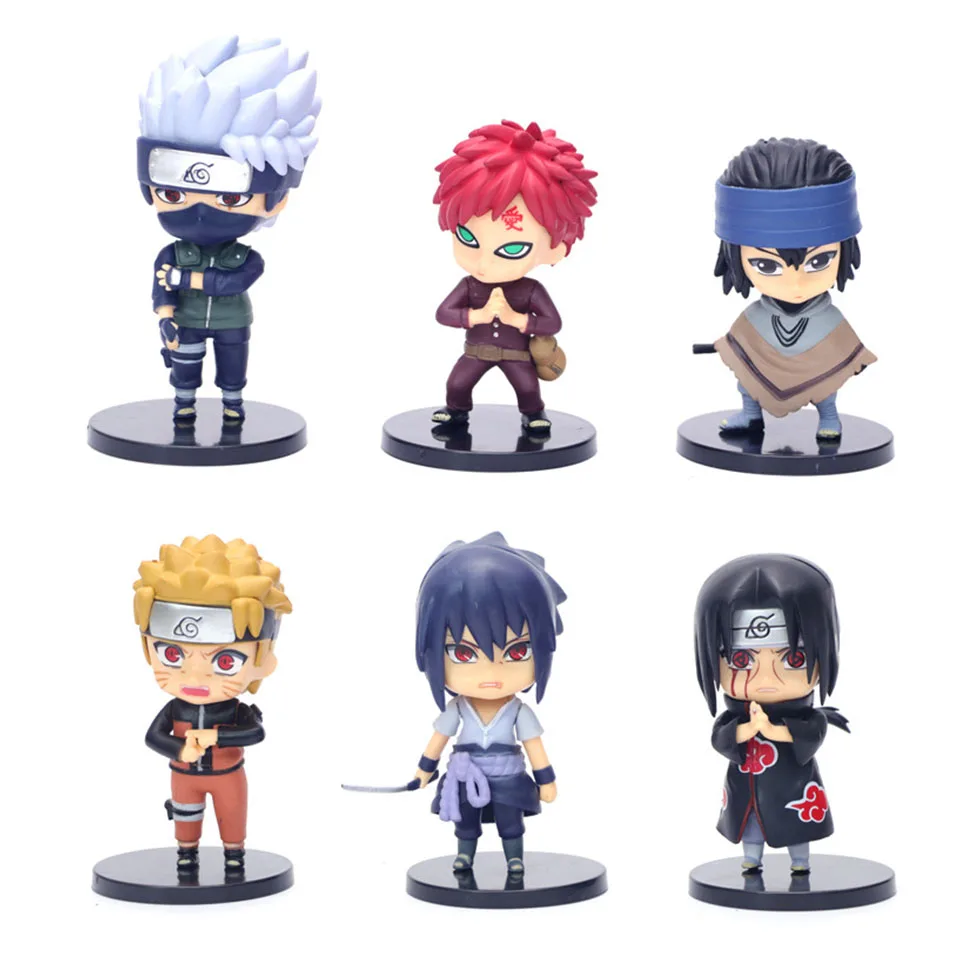6 шт./лот японский рисунок, аниме, Наруто Гаара Хатаке Какаши Uzumaki uchiha sasuke Q версия фигурка модель игрушки кукла подарок детям