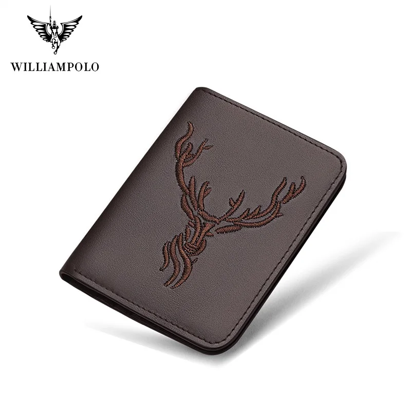 Мини кошелек WilliamPolo из натуральной кожи для мужчин тонкий складной держатель