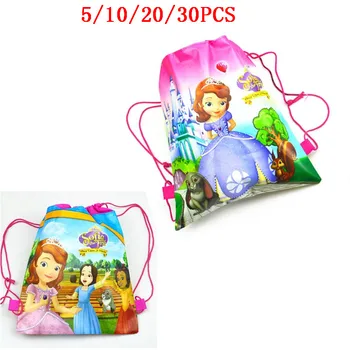 

5/10/20/30PCS Disney Sofia Non-Woven Fabric Backpack Birthday Decoration for Girl Drawstring Gift Bags Baby Shower Party Bags