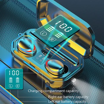 

M15 TWS Touch Wireless Bluetooth 5.1 In-ear Earbuds 9D Noise Reduction Stereo Headsets Sport Dual Host Earphones Charging Bin