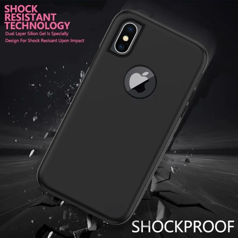 Сверхпрочный противоударный чехол 3 в 1 с полной защитой 360 для iPhone X XS MAX XR 8 7 6 6S Plus