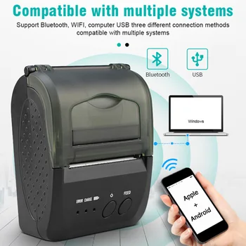 

Universal 58mm Portable Bluetooth Printer Thermal Receipt Printer for Android IOS Windows Wireless HD Thermal Label Printer