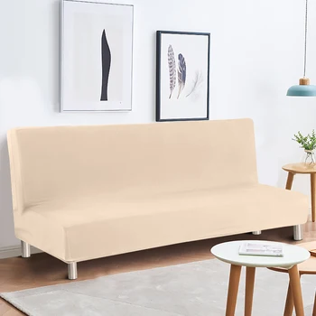 

Elastic Cover Slipcovers Protector Futon Solid Slipcover Couch Cover Armless Stretch Sofa Protector Spandex Folding Couch D30