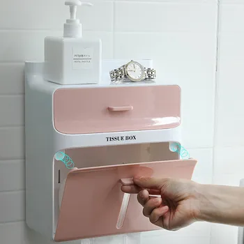 

Waterproof Wall Mount Toilet Paper Holder Storage Towel Bathroom Tissue Paper Box Rack Bathroom Toilet Tissue Storage Box#30