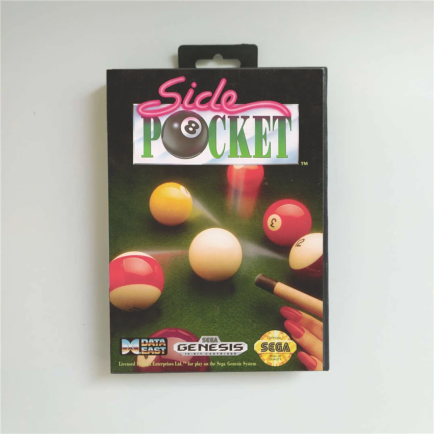 

Side Pocket - USA Cover With Retail Box 16 Bit MD Game Card for Sega Megadrive Genesis Video Game Console