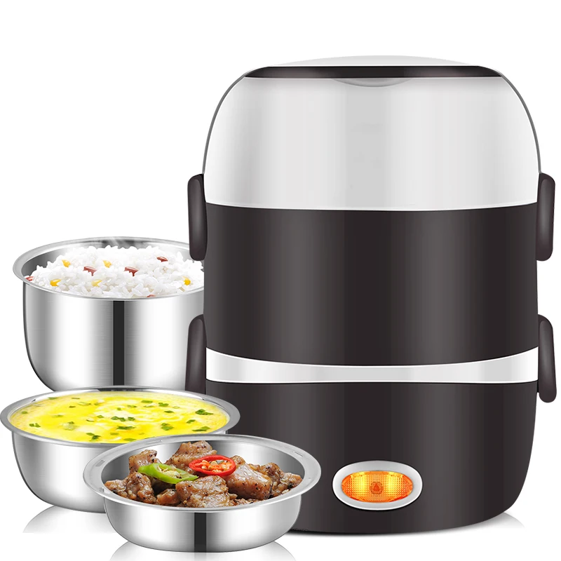 Mini Electric Rice Cooker Stainless Steel 2/3 Layers Steamer Portable Meal Thermal Heating Lunch Box Food Container Warmer | Бытовая