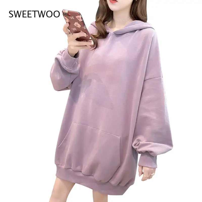 2021 Autumn Sweet Women Hoodies Fashion Cute Rabbit Ears Hooded Pullovers Lantern Sleeve Loose Baggy Female Tops