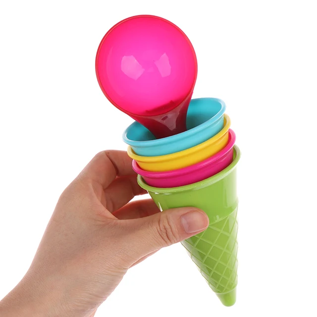5 Pcs/lot Cute Ice Cream Cone Scoop Sets Beach Toys Sand Toy For Kids Children Educational Montessori Summer Play Set Game Gift 2