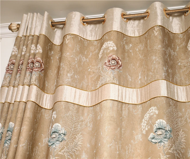 Европейский роскошный классический 3D рельефный коричневый Затенение витражные шторы для гостиной высокого качества элегантный занавес для отеля для спальни