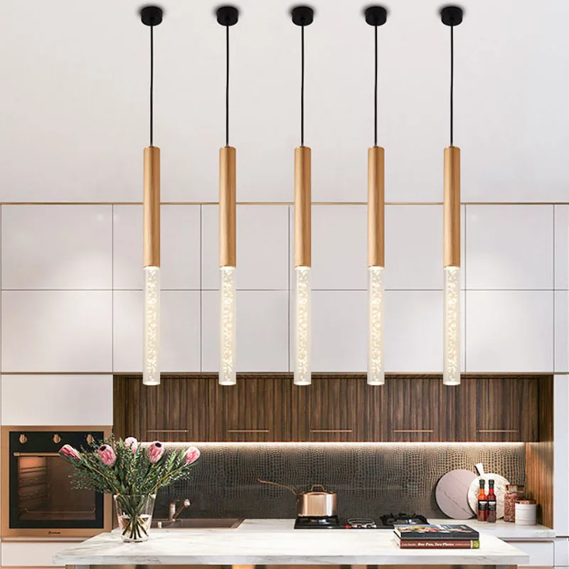 Chandelier Lighting Bright LED spotlights Bubble Tube Cylindrical Chandelier Acrylic Chandelier Creative Restaurant Bedroom Bar
