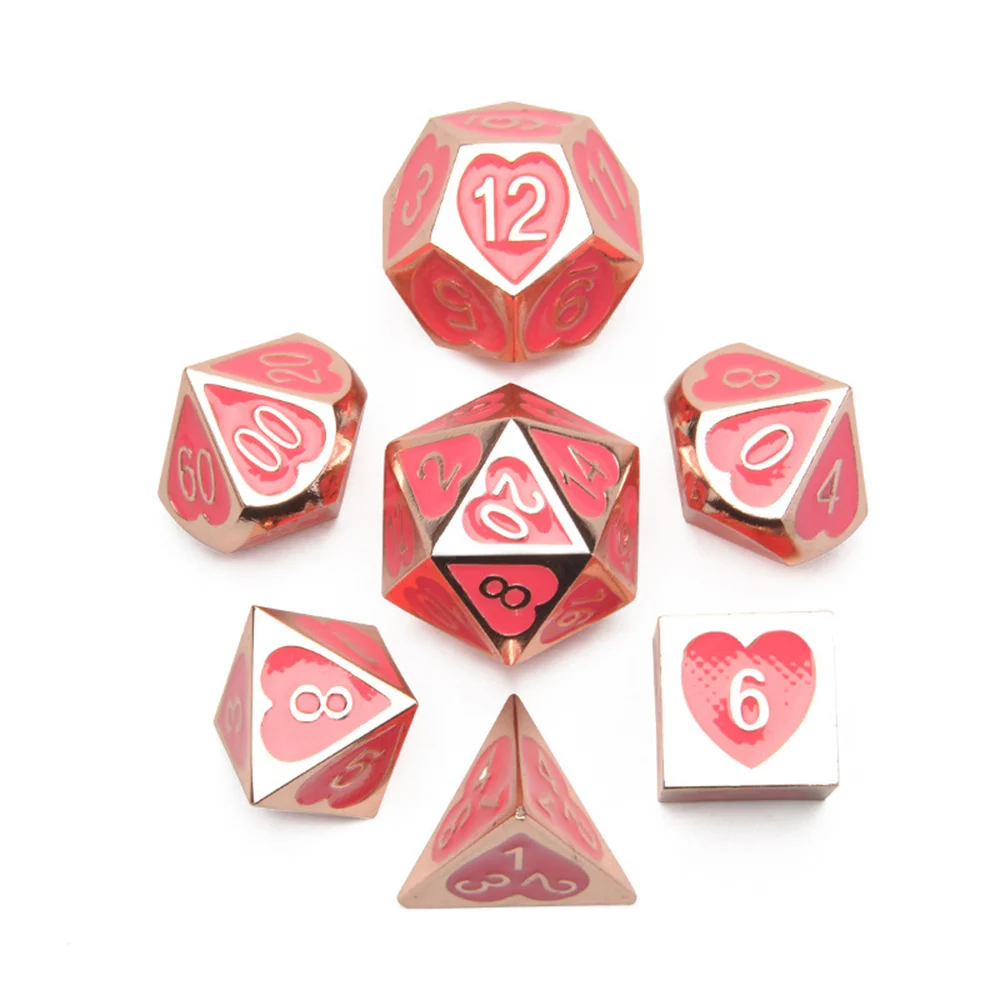 7pcs/set Metal Dice With Black Drawstring Bag D4 D6 D8 D10 D% D12 D20 Polyhedral TRPG DND Board Game Entertainment Dice BC0265