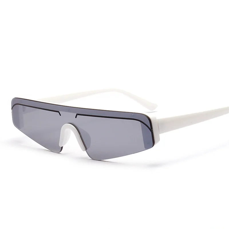 Oulylan солнцезащитные очки без оправы женские маленькие хип-хоп солнцезащитные очки оттенки мужские UV400 ретро очки Серебристые красные солнечные очки женские мужские - Цвет линз: Белый