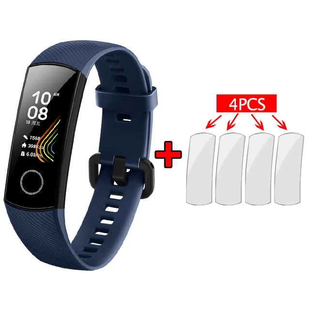 Blue add films Умный Браслет huawei Honor Band 5 с сенсорным OLED экраном, Bluetooth, смарт-браслет для фитнеса, сна, сна, оксиметр Honor Band5 - Цвет: Blue add films