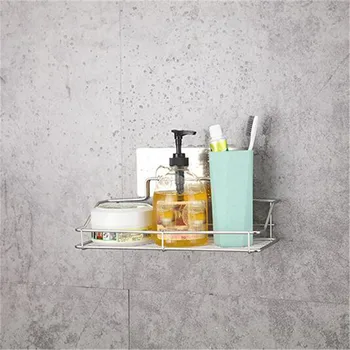 

Household Bathroom Shelf Holder Good Stainless Steel Traceless Adhesive Tape Storage Holder Home Corner Basket Bathroom Products