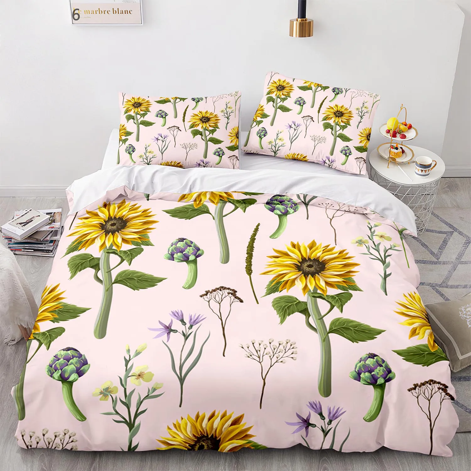 

Sunflower Bedding Set Single Twin Full Queen King Size Sunflower Bed Set Flower Children's Kid Bedroom Duvetcover Sets 019