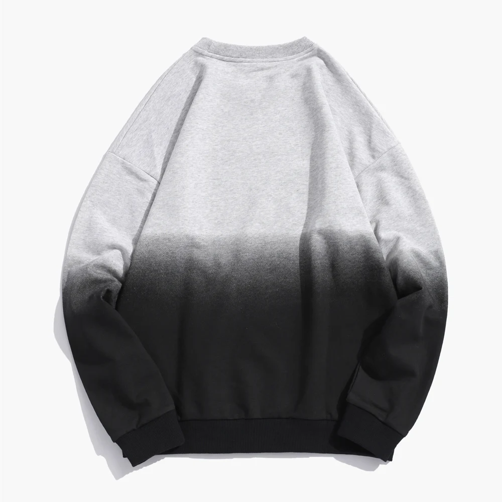 ZAFUL Gradient Color Graphic Sweatshirt Letter Embroidered Ombre Color Sweatshirt Round Neck Long Sleeve Drop Shoulder Hoodie