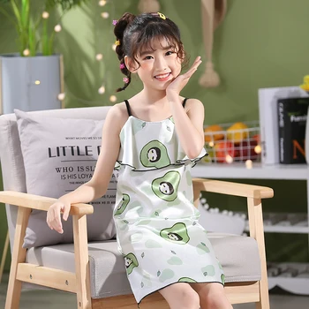 

New WAVMIT 2020 Girl Dress 3D Print Summer Sleepdress Girls Baby Silk Girl Sleepwear Dress Kids Party Princess Nightgown Baby