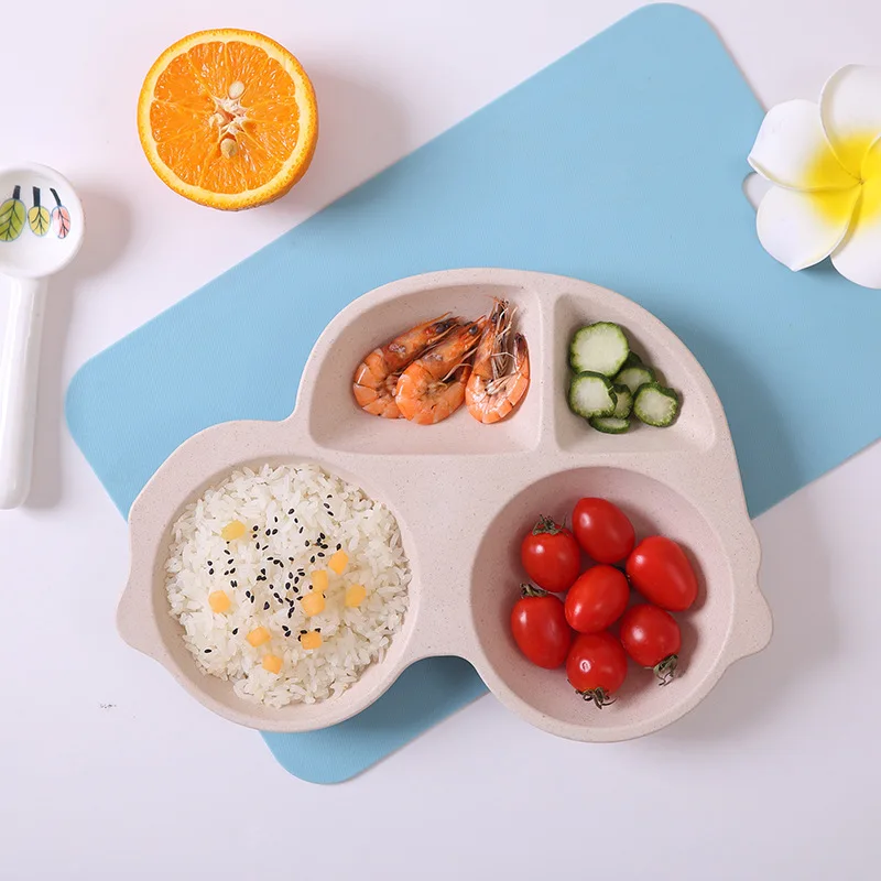 

Bamboo Fiber Children Dishes Baby Cartoon Tableware Creative Seperated Meal Tray-Style Restaurant CHILDREN'S Eating Plate Sub-