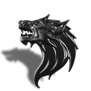 

8 * 6 cm Wolf Head Logo Car Sticker Decoration Accessories Beast Metal 3D Wolf Decal Bodywork Emblem Badge Trim