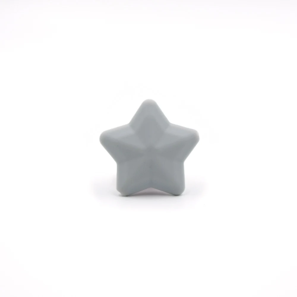 Light Gray GYLAXIDO, 5 шт., силиконовые бусины со звездами, 3,8 см, пищевой силикон, Kralen, Детские Прорезыватели для зубов, сделай сам, пустышка, цепочка, грызунок, пентаграмма, игрушка - Цвет: Light Gray