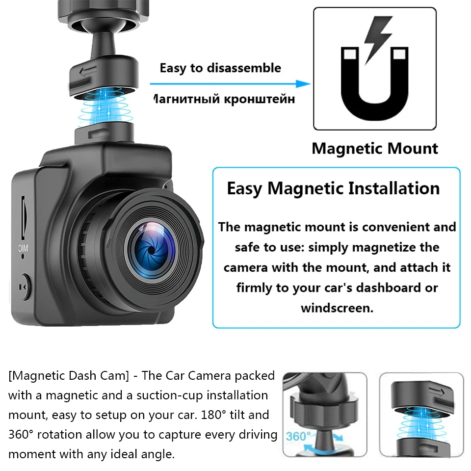 Tanie RDVR magnetyczna kamera na deskę rozdzielczą 1.5 \