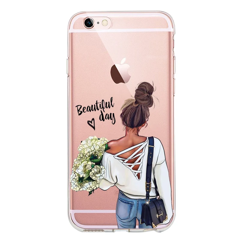 VOGUE queen Princess Girl Female boss coffee Мягкий Силиконовый ТПУ чехол для телефона iPhone 4 5S SE 6 6splus 7