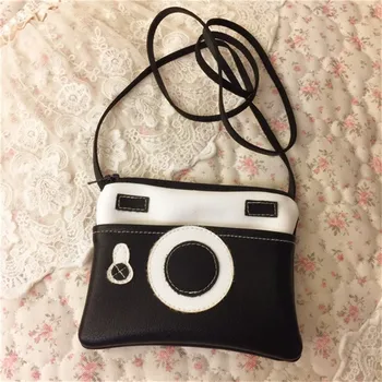 

Vintage Kid Bag Coin Purses Card Holder Camera Coin Bag Leather Zipper Crossbody Bag Children Wallet Credit Card Key Coin Purse
