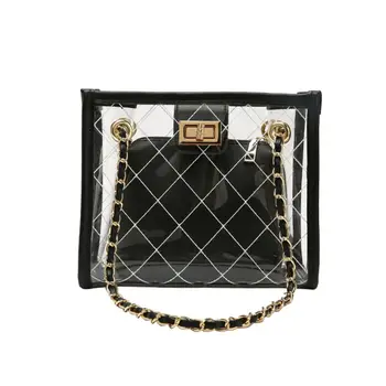 

Women Transparent PVC Leather Chain Crossbody Bag Tote Handbag Messenger Shoulder Bags LX9F